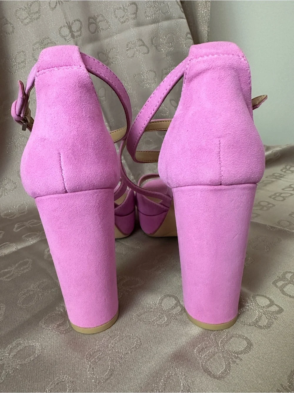 Naturalizer Pink Suede Platform Heel Sandals